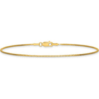 14K Yellow Gold 9" Box Chain Anklet with Lobster Clasp - Polished Finish by Oro Pregiato