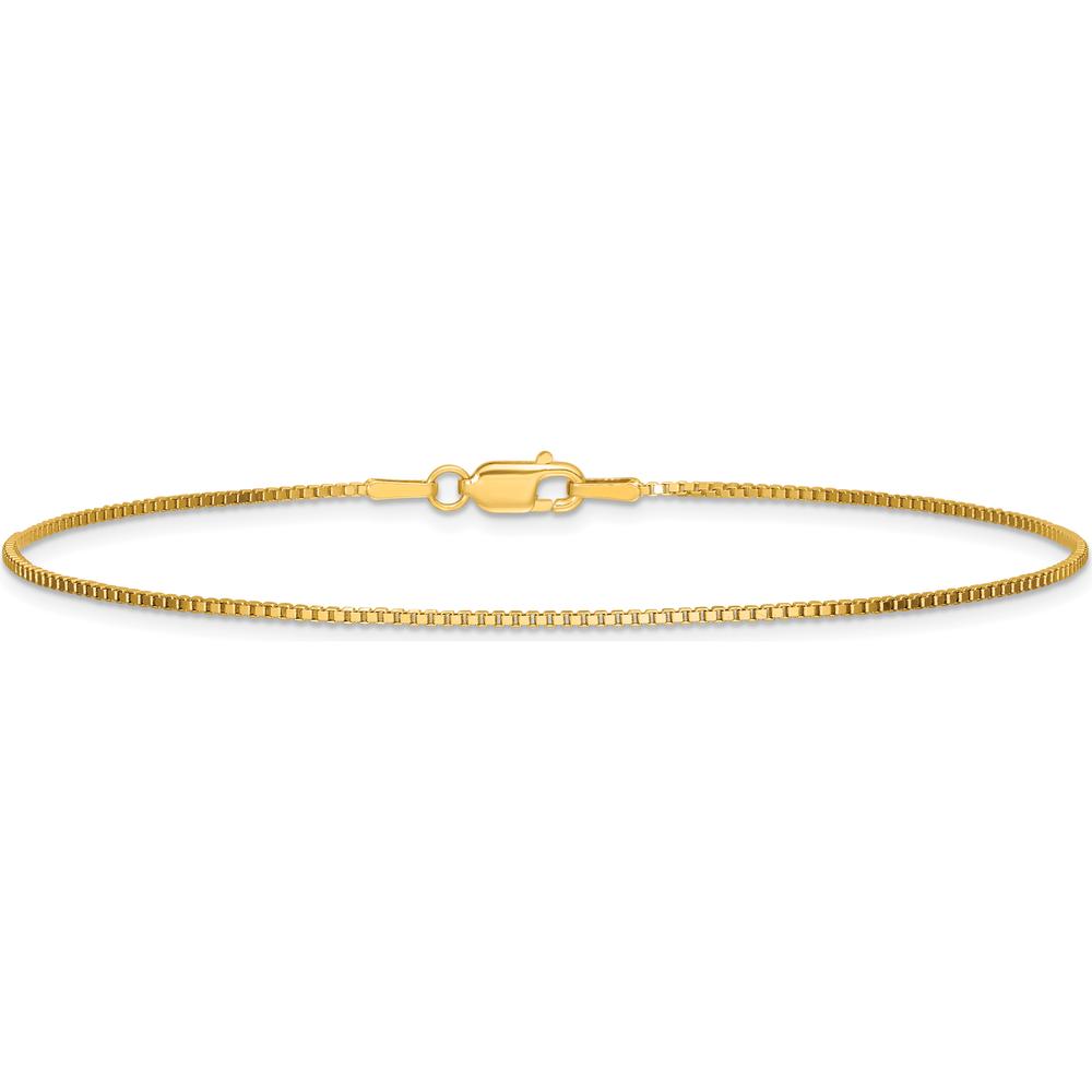 14K Yellow Gold 9" Box Chain Anklet with Lobster Clasp - Polished Finish by Oro Pregiato