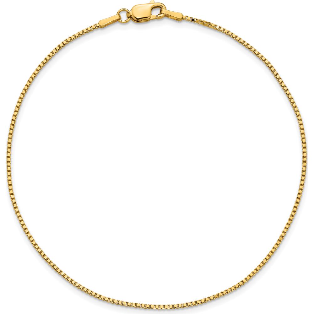 14K Yellow Gold 9" Box Chain Anklet with Lobster Clasp - Polished Finish by Oro Pregiato