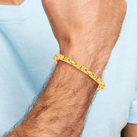 14K Yellow Gold 9" Byzantine Chain Bracelet with Lobster Clasp by Oro Pregiato