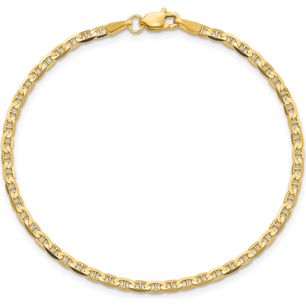 14K Yellow Gold 9" Concave Anchor Chain Anklet with Lobster Clasp by Oro Pregiato