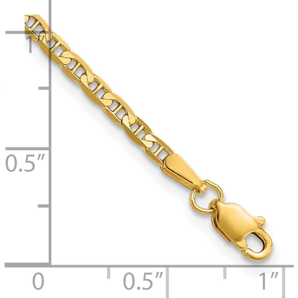 14K Yellow Gold 9" Concave Anchor Chain Anklet with Lobster Clasp by Oro Pregiato