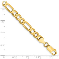 14K Yellow Gold 9" Concave Open Figaro Bracelet - 6mm Links by Oro Pregiato