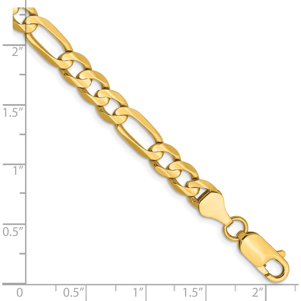 14K Yellow Gold 9" Concave Open Figaro Bracelet - 6mm Links by Oro Pregiato