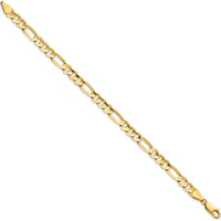 14K Yellow Gold 9" Concave Open Figaro Chain Bracelet - 5.5mm Width by Oro Pregiato