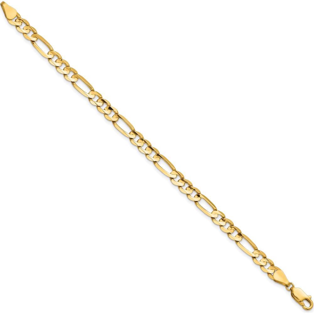 14K Yellow Gold 9" Concave Open Figaro Chain Bracelet - 5.5mm Width by Oro Pregiato