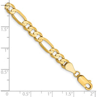 14K Yellow Gold 9" Concave Open Figaro Chain Bracelet - 5.5mm Width by Oro Pregiato