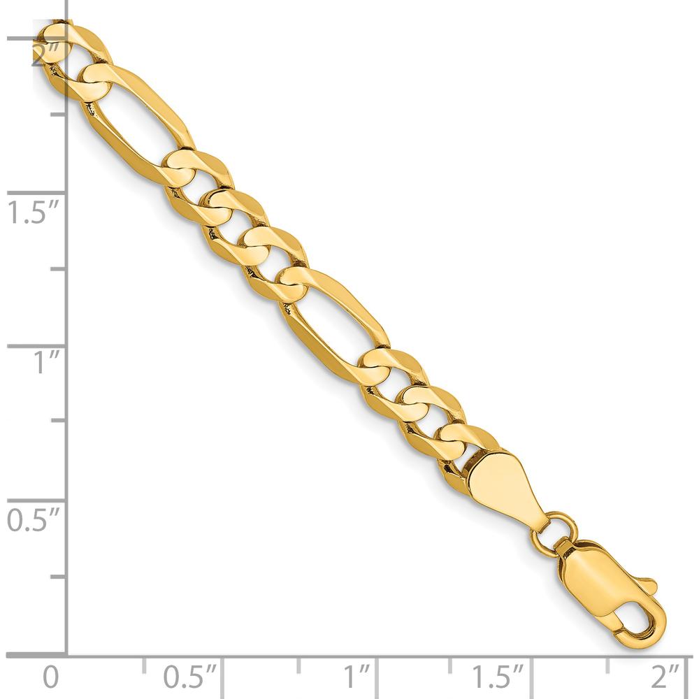 14K Yellow Gold 9" Concave Open Figaro Chain Bracelet - 5.5mm Width by Oro Pregiato