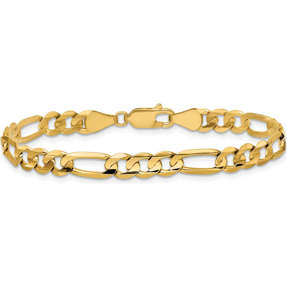14K Yellow Gold 9" Concave Open Figaro Chain Bracelet - 5.5mm Width by Oro Pregiato