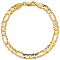 14K Yellow Gold 9" Concave Open Figaro Chain Bracelet - 5.5mm Width by Oro Pregiato