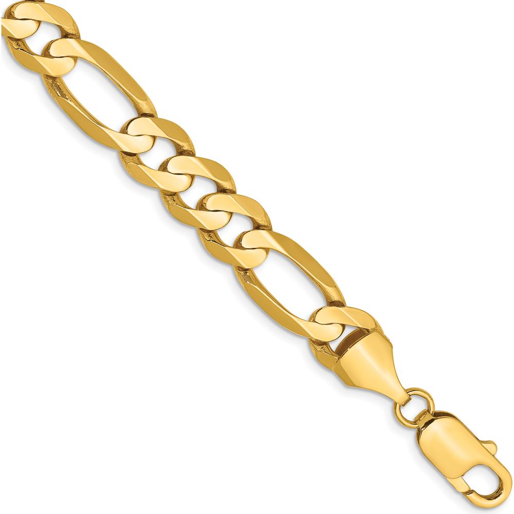 14K Yellow Gold 9" Concave Open Figaro Chain Bracelet with Lobster Clasp by Oro Pregiato