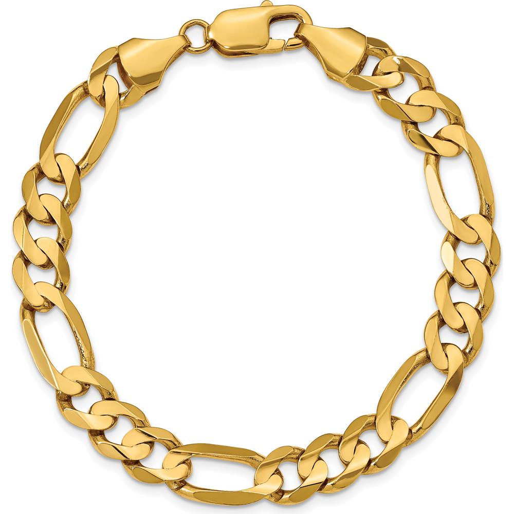14K Yellow Gold 9" Concave Open Figaro Chain Bracelet with Lobster Clasp by Oro Pregiato