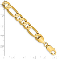 14K Yellow Gold 9" Concave Open Figaro Chain Bracelet with Lobster Clasp by Oro Pregiato
