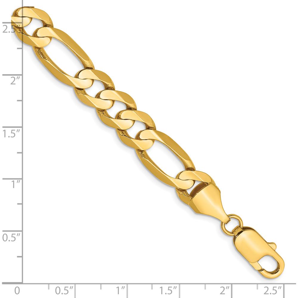 14K Yellow Gold 9" Concave Open Figaro Chain Bracelet with Lobster Clasp by Oro Pregiato