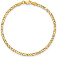 14K Yellow Gold 9" Curb Anklet with Lobster Clasp - 2.85mm Width by Oro Pregiato
