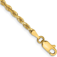 14K Yellow Gold 9" Diamond-Cut Quadruple Rope Anklet with Lobster Clasp by Oro Pregiato