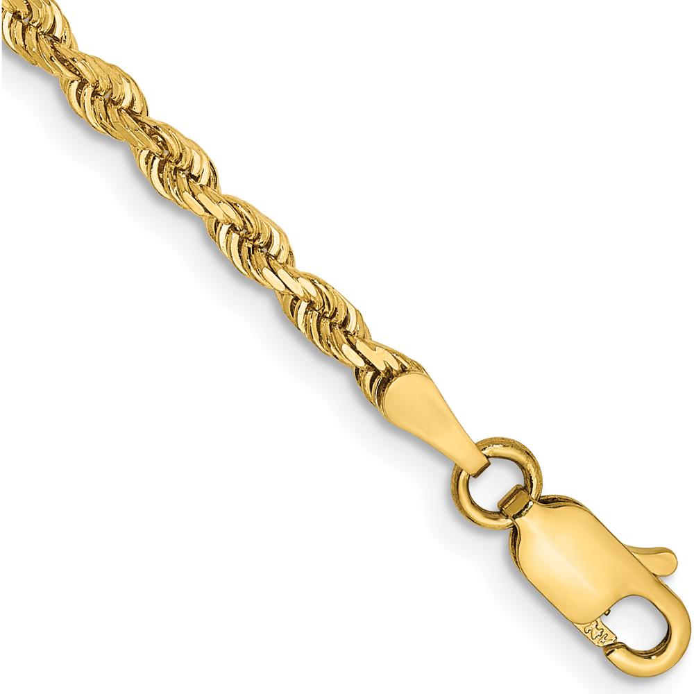 14K Yellow Gold 9" Diamond-Cut Quadruple Rope Anklet with Lobster Clasp by Oro Pregiato