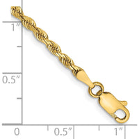 14K Yellow Gold 9" Diamond-Cut Quadruple Rope Anklet with Lobster Clasp by Oro Pregiato