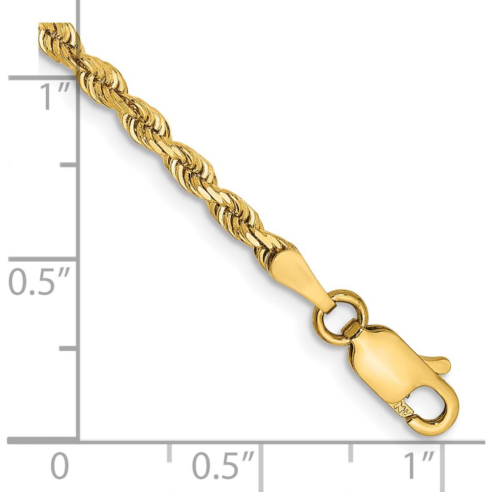 14K Yellow Gold 9" Diamond-Cut Quadruple Rope Anklet with Lobster Clasp by Oro Pregiato