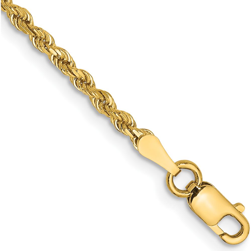 14K Yellow Gold 9" Diamond-Cut Rope Anklet with Lobster Clasp