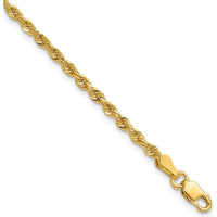 14K Yellow Gold 9" Diamond-Cut Rope Anklet with Lobster Clasp