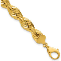 14K Yellow Gold 9" Diamond-Cut Rope Chain Anklet with Fancy Lobster Clasp