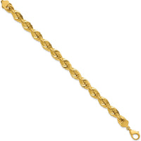 14K Yellow Gold 9" Diamond-Cut Rope Chain Anklet with Fancy Lobster Clasp