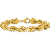 14K Yellow Gold 9" Diamond-Cut Rope Chain Anklet with Fancy Lobster Clasp
