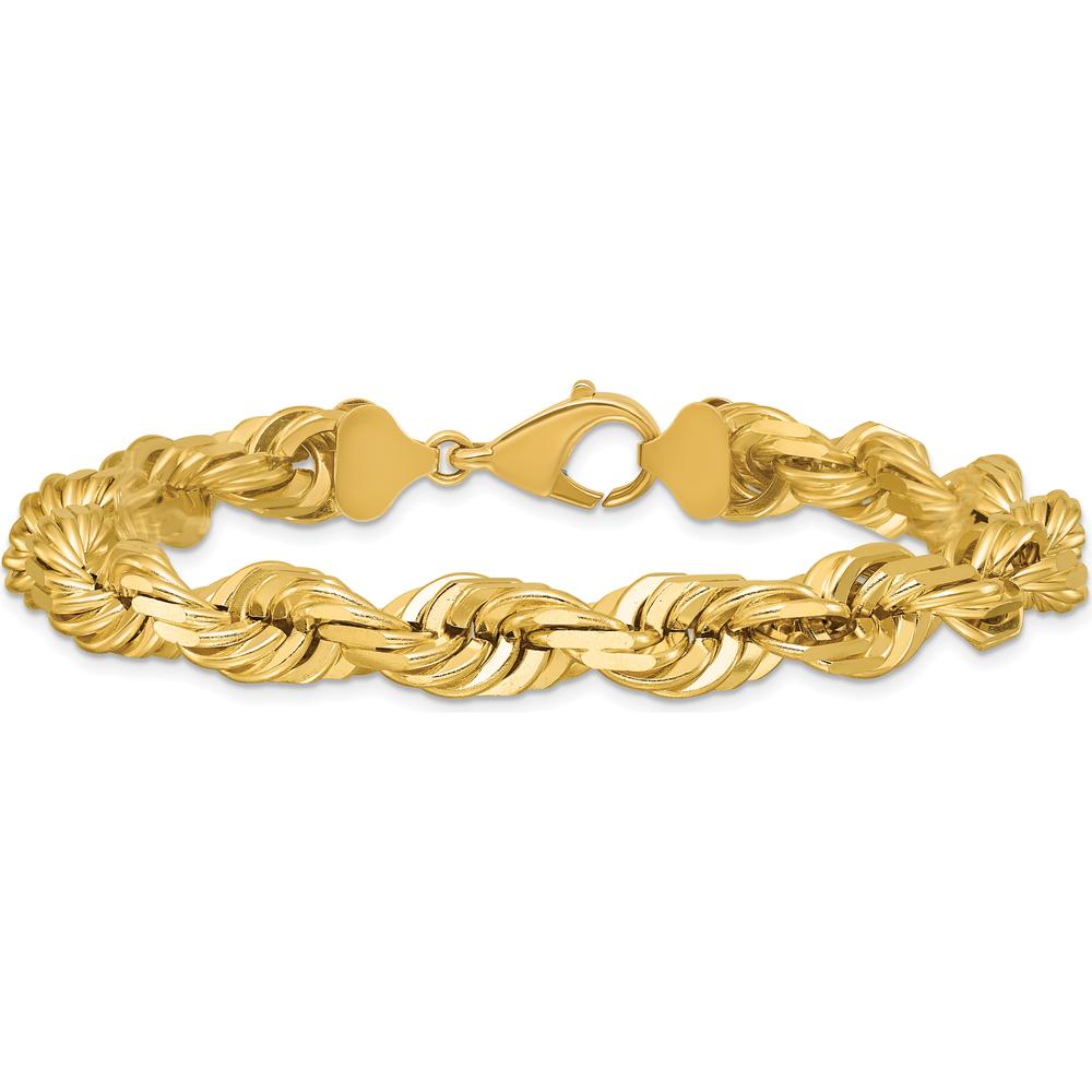 14K Yellow Gold 9" Diamond-Cut Rope Chain Anklet with Fancy Lobster Clasp