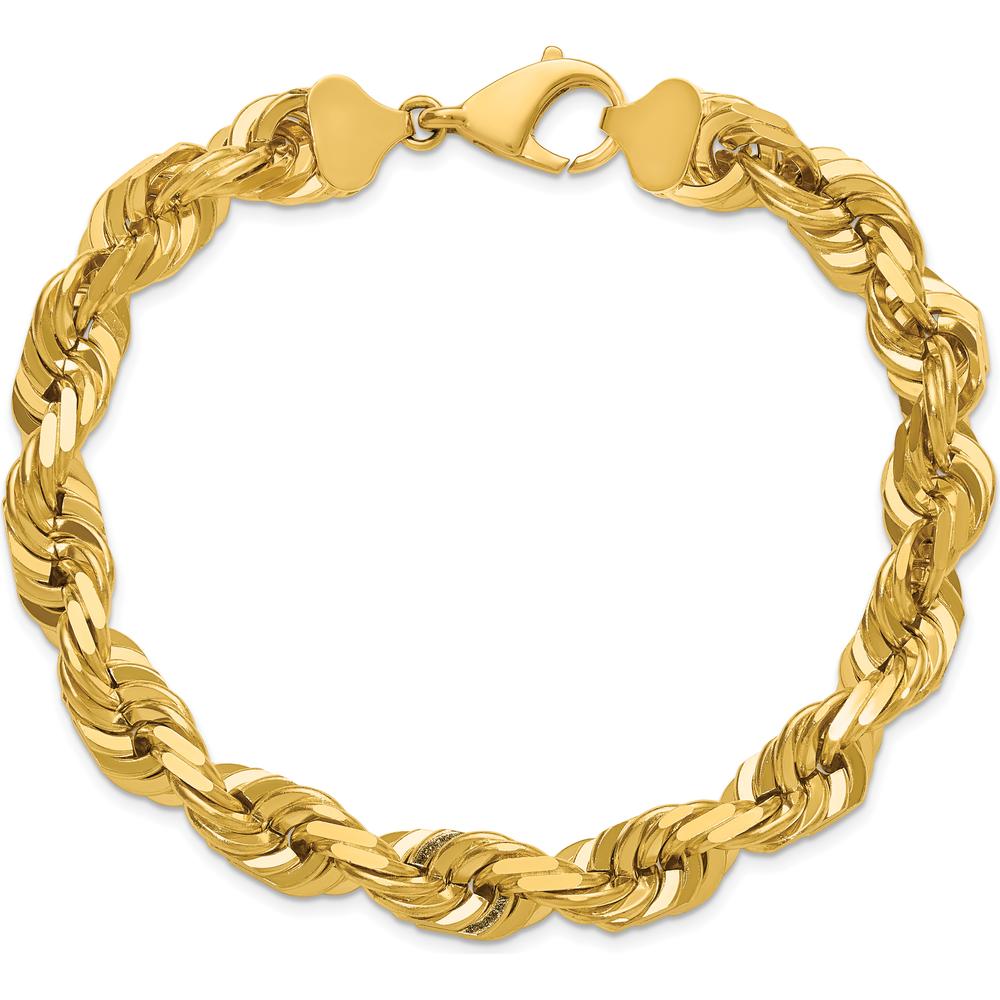14K Yellow Gold 9" Diamond-Cut Rope Chain Anklet with Fancy Lobster Clasp