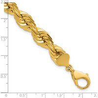 14K Yellow Gold 9" Diamond-Cut Rope Chain Anklet with Fancy Lobster Clasp