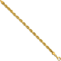 14K Yellow Gold 9" Diamond-Cut Rope Chain Bracelet with Fancy Lobster Clasp - 5.5mm Width