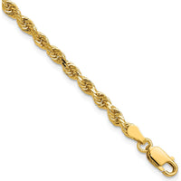 14K Yellow Gold 9" Diamond-Cut Rope Chain Bracelet with Lobster Clasp - 3.25mm