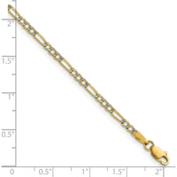 14K Yellow Gold 9" Figaro Anklet with Rhodium Accents by Oro Pregiato