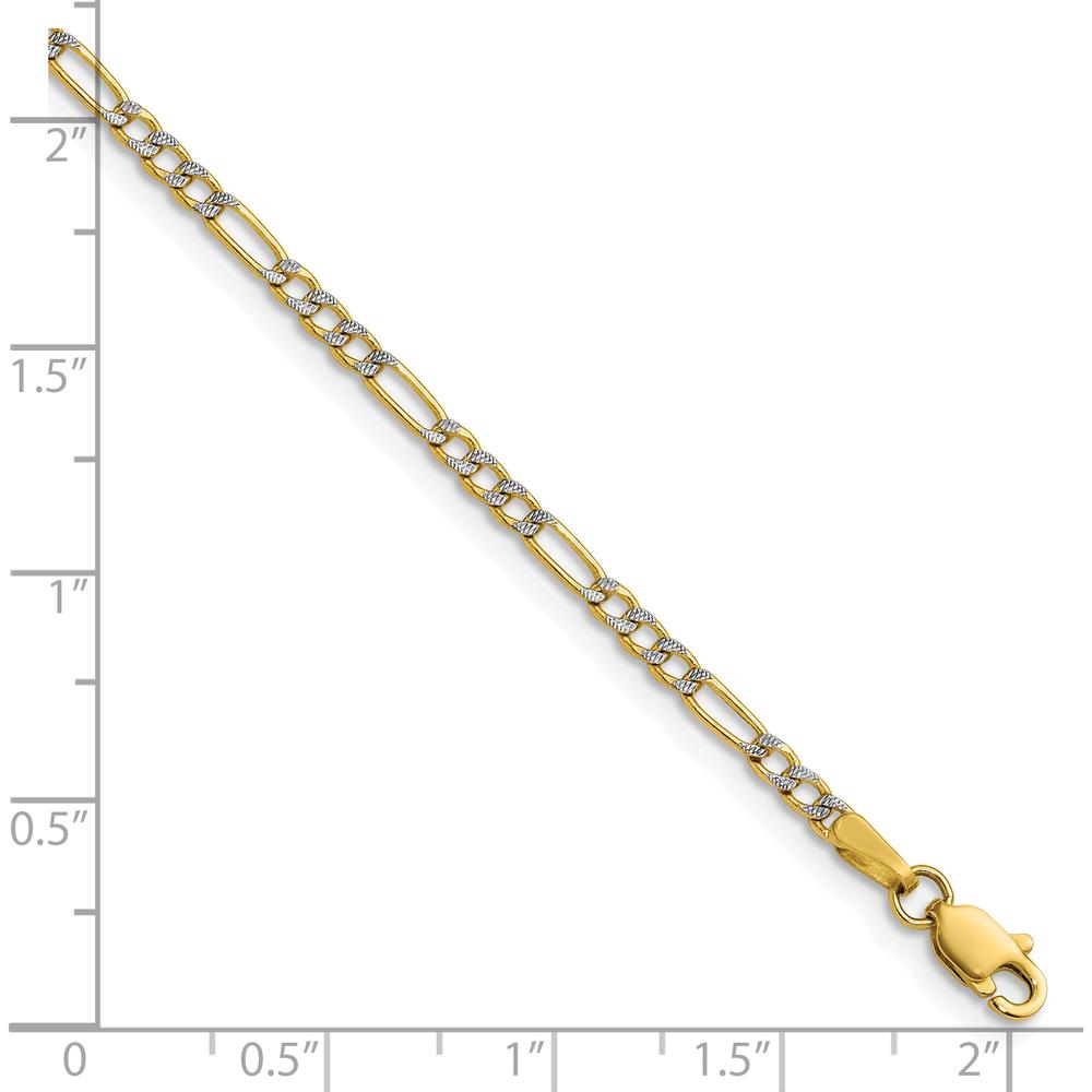 14K Yellow Gold 9" Figaro Anklet with Rhodium Accents by Oro Pregiato