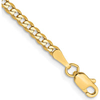 14K Yellow Gold 9" Flat Beveled Curb Anklet with Lobster Clasp by Oro Pregiato
