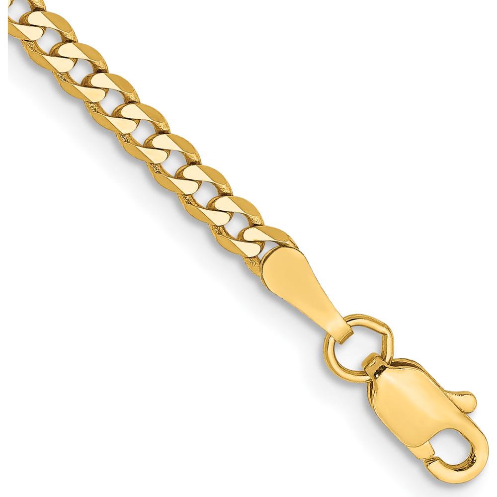 14K Yellow Gold 9" Flat Beveled Curb Anklet with Lobster Clasp by Oro Pregiato