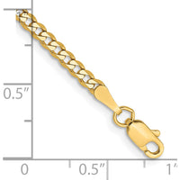 14K Yellow Gold 9" Flat Beveled Curb Anklet with Lobster Clasp by Oro Pregiato