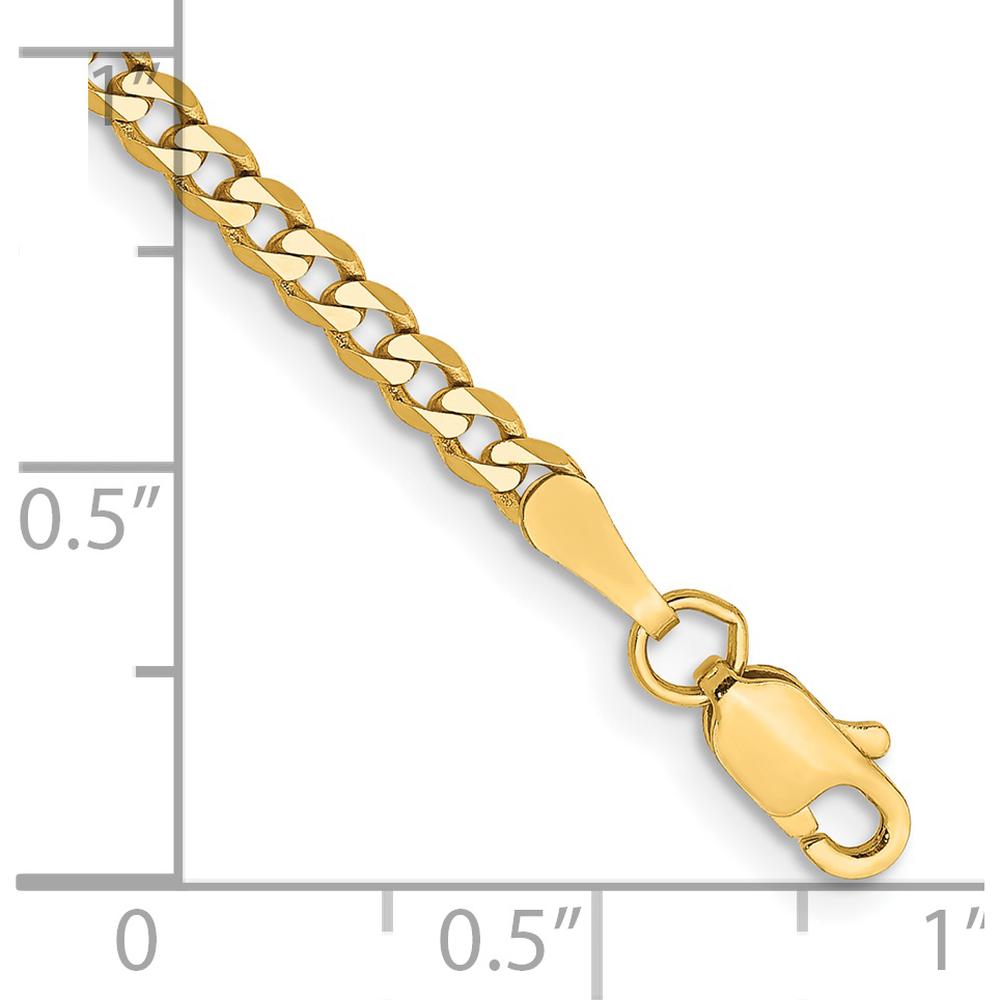 14K Yellow Gold 9" Flat Beveled Curb Anklet with Lobster Clasp by Oro Pregiato