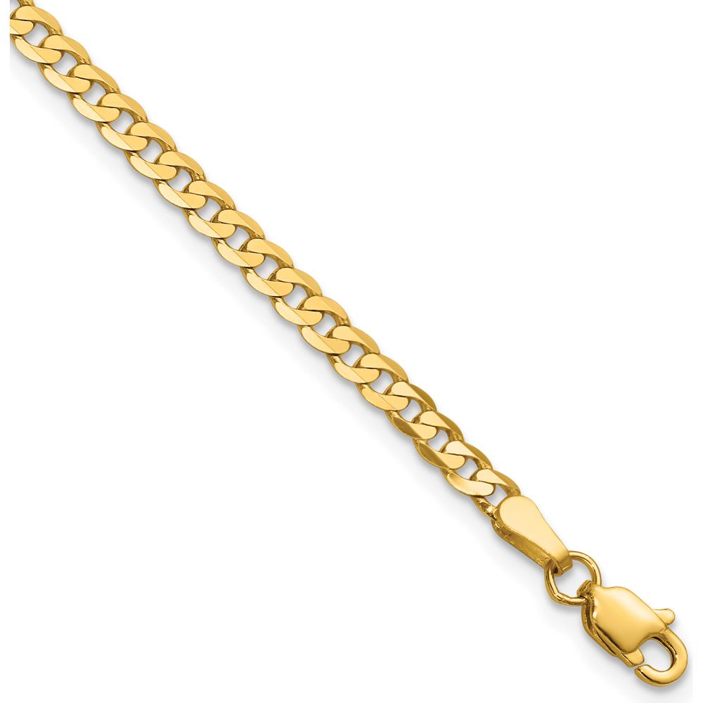 14K Yellow Gold 9" Flat Beveled Curb Anklet with Lobster Clasp by Oro Pregiato