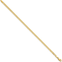 14K Yellow Gold 9" Flat Beveled Curb Anklet with Lobster Clasp by Oro Pregiato