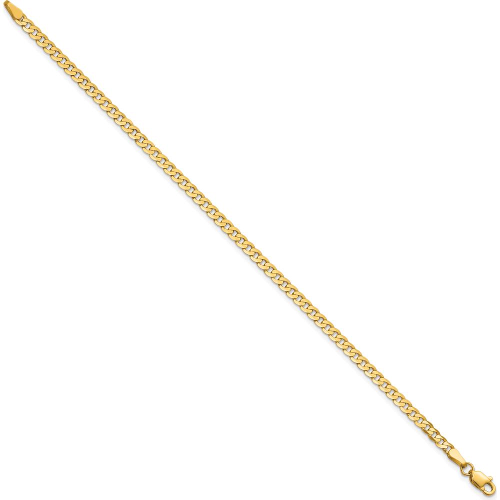 14K Yellow Gold 9" Flat Beveled Curb Anklet with Lobster Clasp by Oro Pregiato