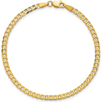 14K Yellow Gold 9" Flat Beveled Curb Anklet with Lobster Clasp by Oro Pregiato