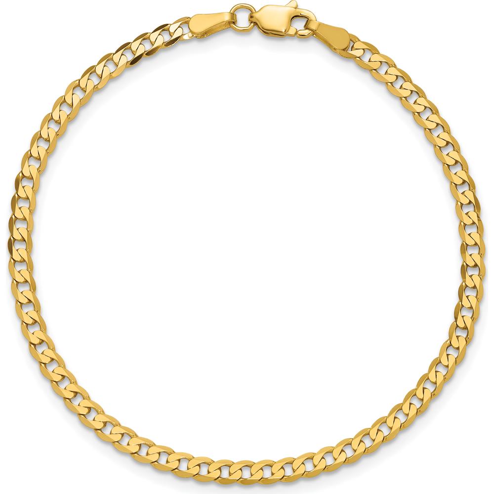 14K Yellow Gold 9" Flat Beveled Curb Anklet with Lobster Clasp by Oro Pregiato