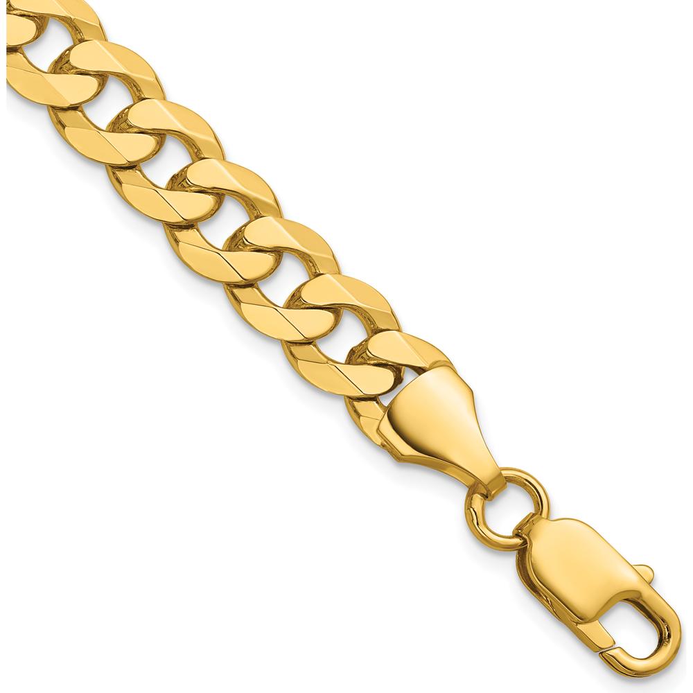 14K Yellow Gold 9" Flat Beveled Curb Bracelet with Lobster Clasp by Oro Pregiato