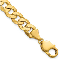 14K Yellow Gold 9" Flat Beveled Curb Chain with Lobster Clasp - 9.5mm Width by Oro Pregiato