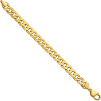 14K Yellow Gold 9" Flat Beveled Curb Chain with Lobster Clasp - 9.5mm Width by Oro Pregiato