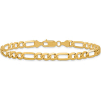 14K Yellow Gold 9" Flat Figaro Chain Bracelet - 6.25mm Width with Lobster Clasp by Oro Pregiato