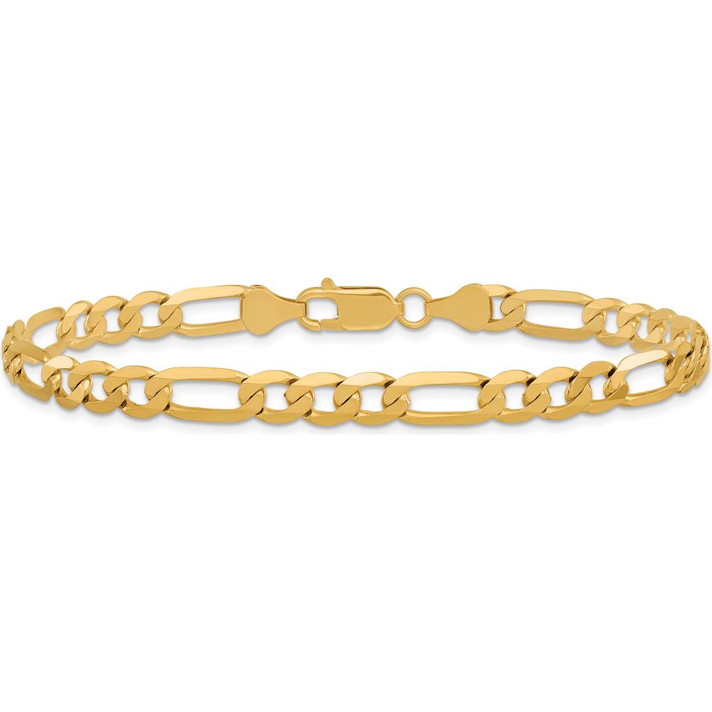 14K Yellow Gold 9" Flat Figaro Chain Bracelet - 6.25mm Width with Lobster Clasp by Oro Pregiato