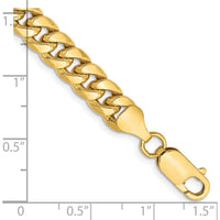 14K Yellow Gold 9-Inch 6.75mm Semi-Solid Miami Cuban Chain Bracelet with Lobster Clasp by Oro Pregiato